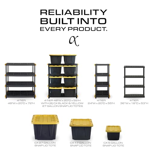 4 Tier Heavy Duty Plastic Storage Shelves for Garage (2 Count)