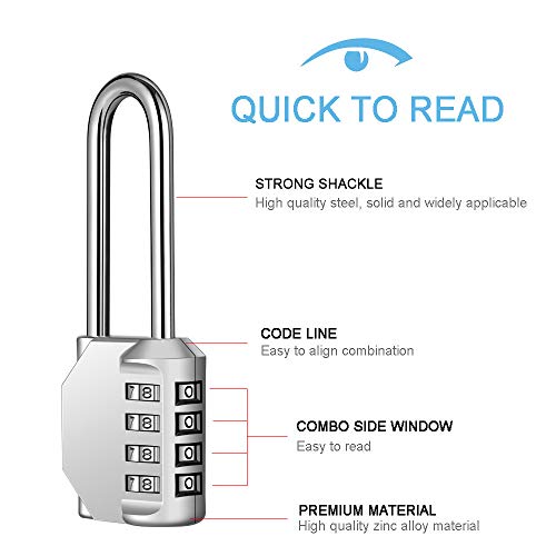 2 Pack disecu 2.6 Inch Long Shackle Combination Lock (2 Count)