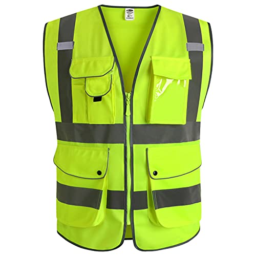 Safety Vest for Men Women Reflective Hi Vis JK150 Yellow XL