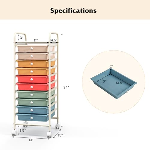 10 Drawer Rolling Storage Cart w