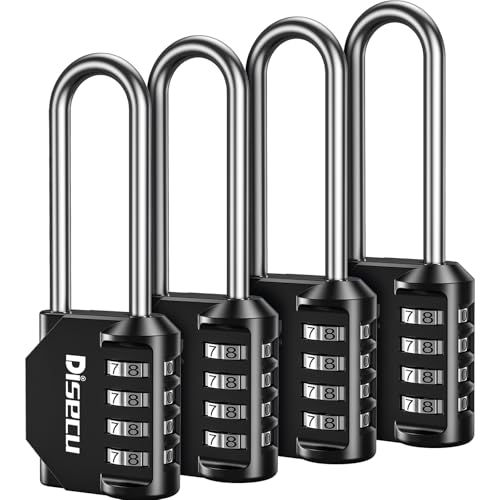 4 Pack disecu 2.6 Inch Long Shackle Combination Lock (4 Count)