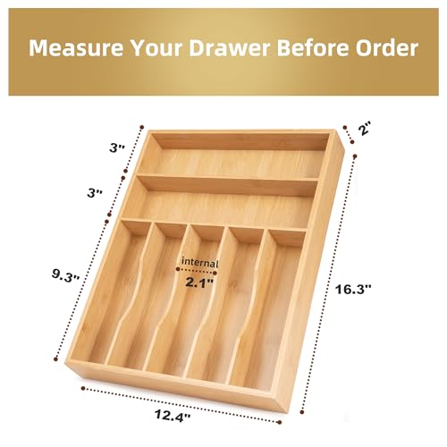 Silverware Organizer Bamboo Kitchen Drawer Organizer Utensil Organizer Silverware Holder Cutlery Organizer in drawer Flatware Organizer Tray