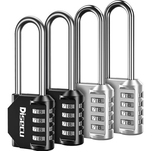 4 Pack disecu 2.6 Inch Long Shackle Combination Lock (4 Count)