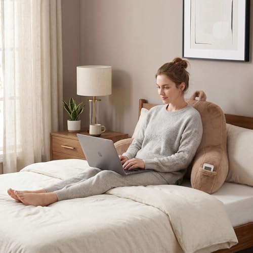 Large Plush Backrest Pillow for Sitting in Bed
