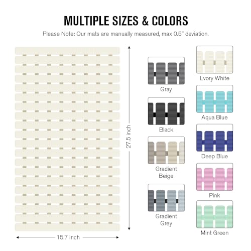 Bath Tub Shower Mat Non Slip Bathtub Mats for Bathroom Shower Floor Mat Bath Mats for Shower Tub Anti Slip Shower Mat with Drain Hole and Large Suction Cups