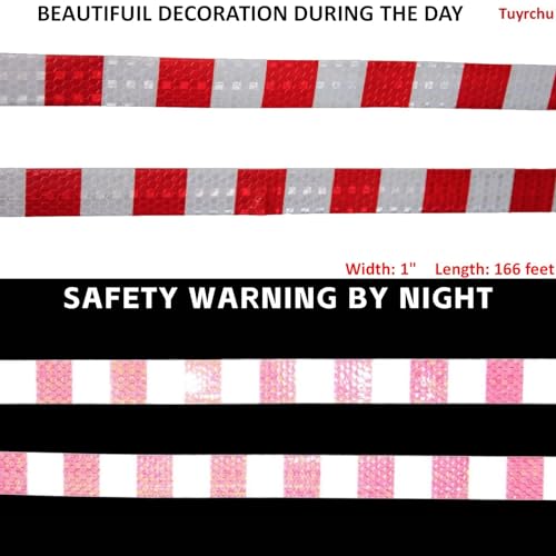 Red and White Reflective Tape Outdoor Waterproof 1 inch X 166 feet