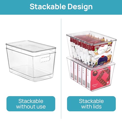 10 Pack Clear Stackable Storage Bins with Lids and Handles (10 Count)
