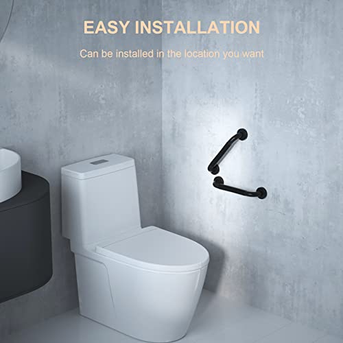 12 Inch Black Bathroom Shower Grab Bar with Anti Slip Rubber Grip