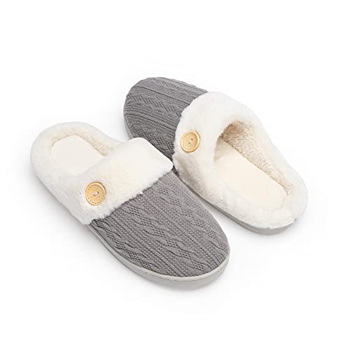 Womens Slipper Warm Comfy Memory Foam House Slippers Knitted Shoes Faux Fur Lined Anti