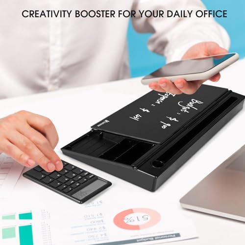 Glass Desk Whiteboard Gray with Calculator