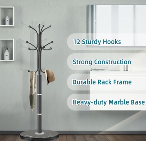 Coat Rack Coat Rack Stand with 12 Hooks