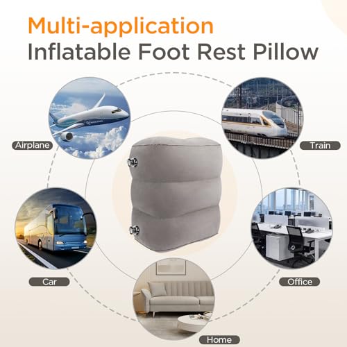 Inflatable Travel Foot Rest Pillow for Airplane