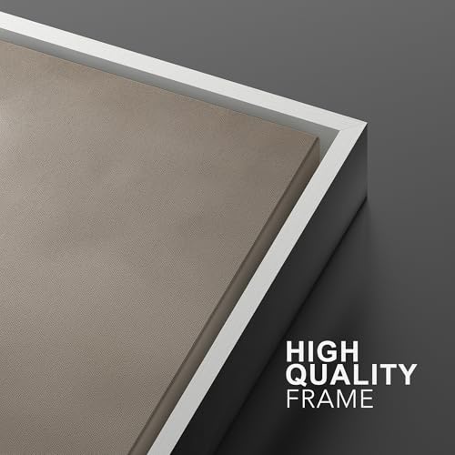 Framed Canvas Print Wall Art Abstract Brown and Taupe Modern Minimalist Misty Landscape Illustrations Modern Art Decorative Bohemian for Living Room