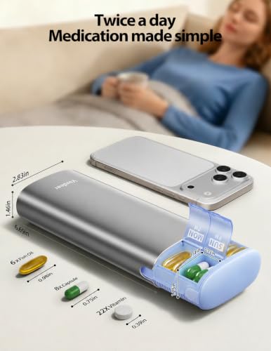 Metal 7 Day Travel Pill Organizer 2 Times a Day
