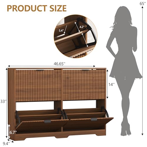 Shoe Cabinet Storage for Entryway with 4 Flip Drawers