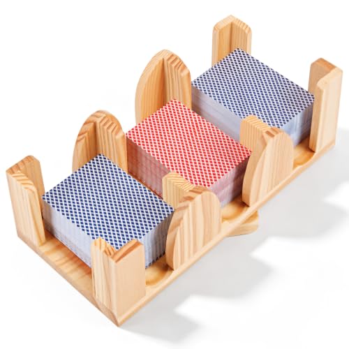 Upgraded 9 Decks Wood Playing Card Holder 360° Rotating
