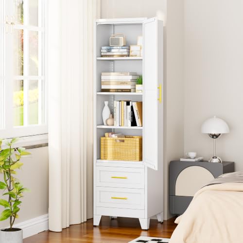67" Tall Narrow Metal Storage Cabinet