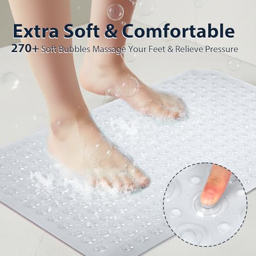Large Shower Mat Bathtub Mat Bath Mat Non Slip Clear 21.5"x33.5"