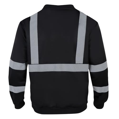 Hi Vis Safety Sweatshirts for Men Reflective ANSI Class 3 High Visibility Construction Work Crew Sweatshirt No Hood