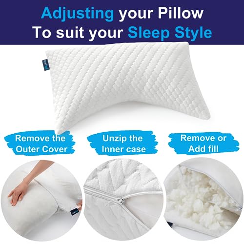 Adjustable Curved Pillows for Neck and Shoulder Support with Extra Shredded Fill