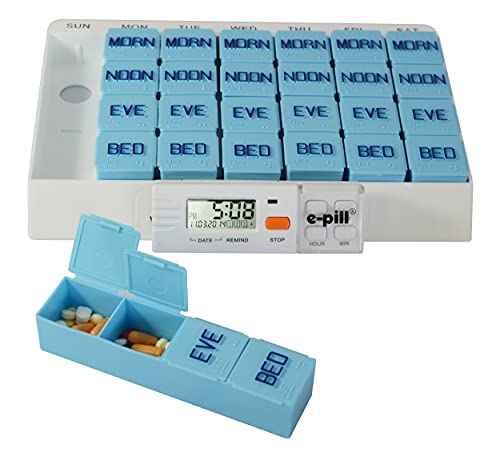 e Pill 4 Times a Day x 7 Day Large Weekly Pill Organizer