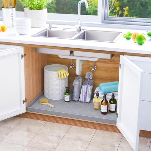 Waterproof Under Sink Mat 25" x 22" Silicone Mat Cabinet Protector