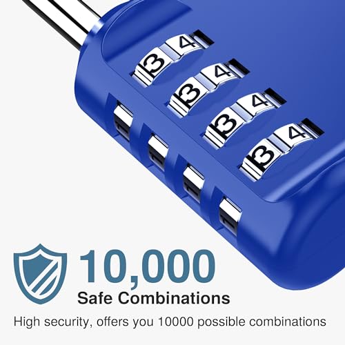 2 Combination Lock Locker 4 Digits Combo Padlock Gym Blue & Black (2 Count)