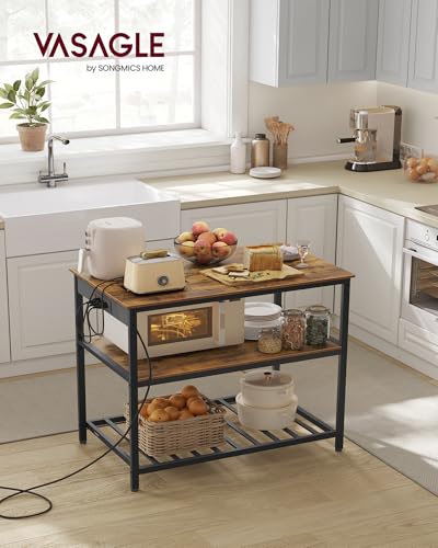 Kitchen Island with 3 Shelves