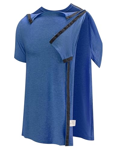 Men Shoulder Surgery Shirt Chemo Therapy Shirts Accessories Adaptive Clothing Port Access Snap Clothes for Arm Broken Recovery Injury