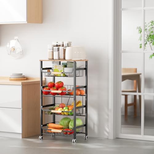 5 Layer Fruit Basket Kitchen Food Storage Organizer and Storage Rack
