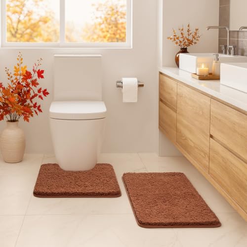 Fall Burnt Orange Microfiber Toilet Bath Rug U