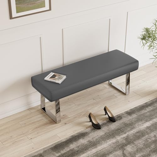 45.3" PU Leather Corner Bench Footstool with Heavy Duty Metal Legs