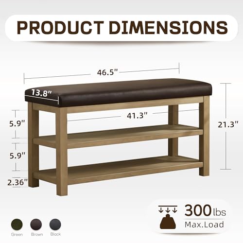 Shoe Rack Bench with Leather Cushion