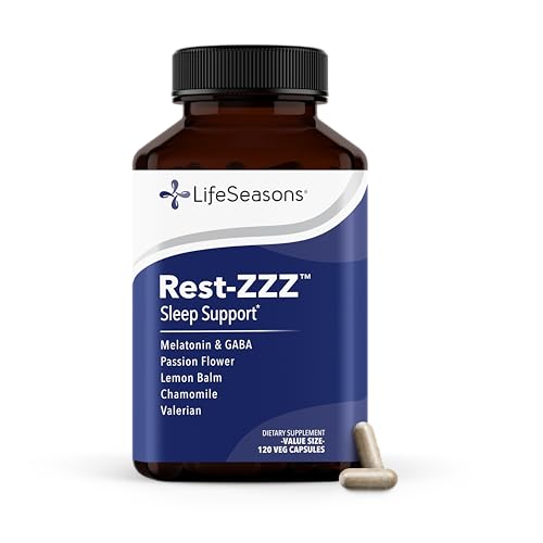 Rest-ZZZ - Natural Sleep Support Supplement - Fall Asleep & Stay Asleep - Calms Nervous System - Ease Muscle Tension & Restlessness - Low Dose Melatonin GABA & Chamomile - 120 Capsules (120 Count)