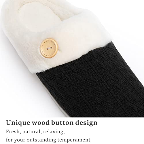 Womens Slipper Warm Comfy Memory Foam House Slippers Knitted Shoes Faux Fur Lined Anti