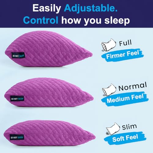 Adjustable Bed Pillow for Neck and Shoulder Support with Extra Shredded Fill