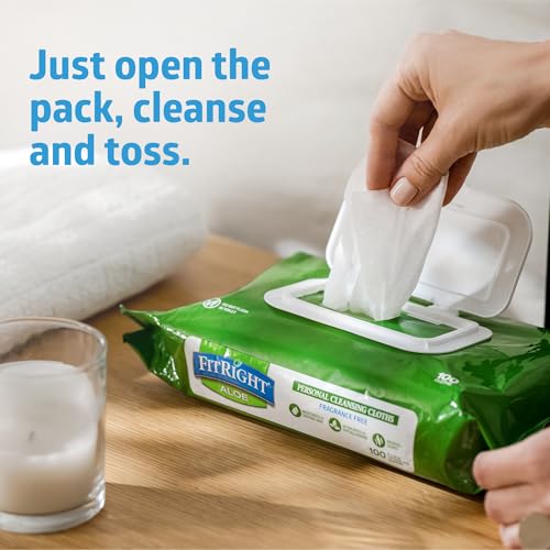FitRight Aloe Quilted Heavyweight Personal Cleansing Cloth Wipes (576 Count)