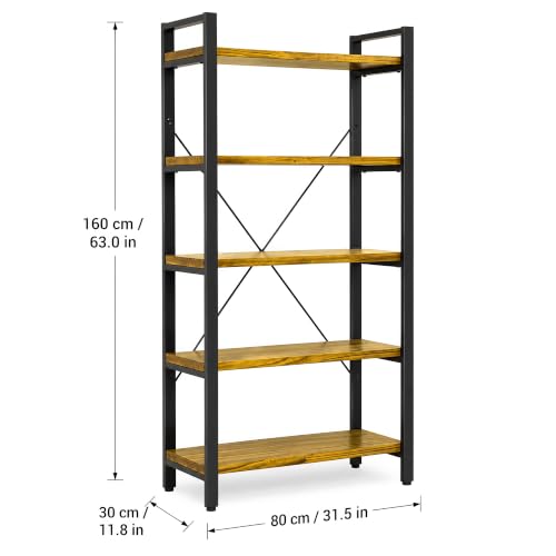 Real Solid Wood Rustic Vintage Industrial Etagere Bookshelf
