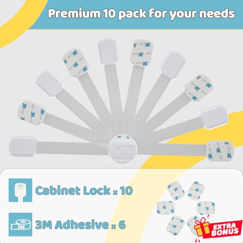 10 Pack Baby Proof Cabinet Locks (10 Count)