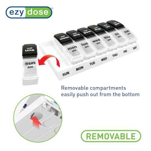 Weekly (7-Day) AM/PM Pill Organizer, Large Case, Black/White