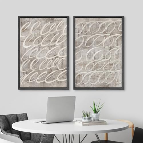 Framed Canvas Print Wall Art Vintage Mid (2 Count)
