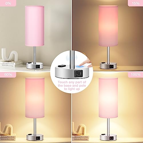 Pink Lamp for Bedroom Nightstand