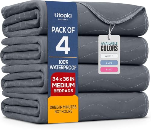 4 Pack Waterproof Reusable Heavy Absorbency Incontinence Bed Pads 34"x36" (4 Count)