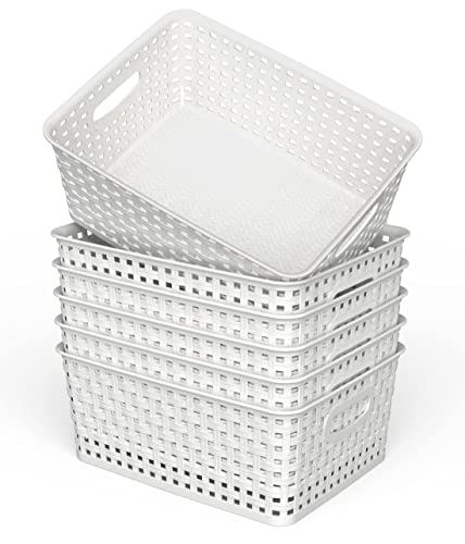 Woven Plastic Storage Baskets (6 Count)