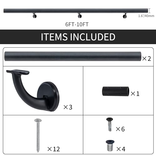 10 FT Modern Aluminum Handrail Set