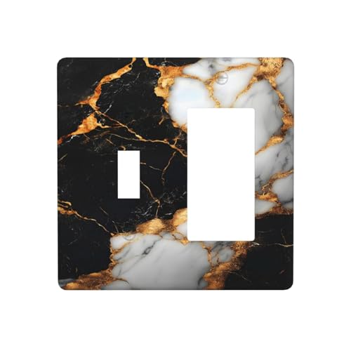 Decorative Outlet Covers Black Gold Marble 2