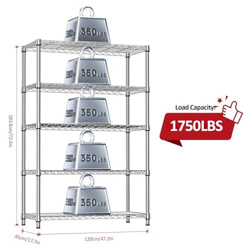 5 Tier Heavy Duty Metal Storage Shelving Unit