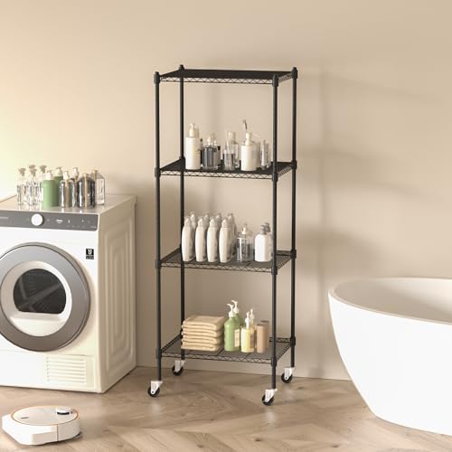 4 Tier Storage Shelves with Wheels (4 Count)