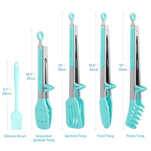 5 Pack Kitchen Tongs for Cooking with Silicone Tip (5 Count)