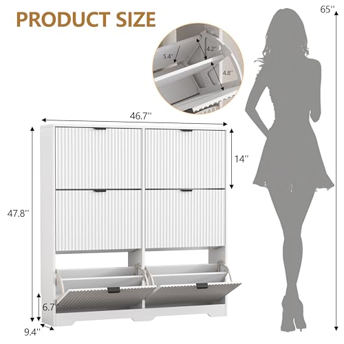 Shoe Cabinet Storage for Entryway with 6 Flip Drawers